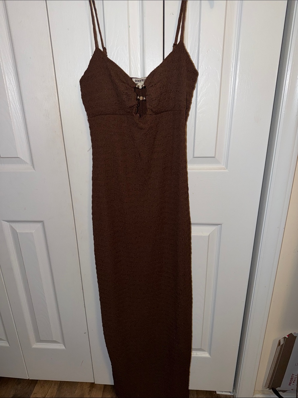 Derek Heart Chocolate Brown Spaghetti-Strap Maxi Dress